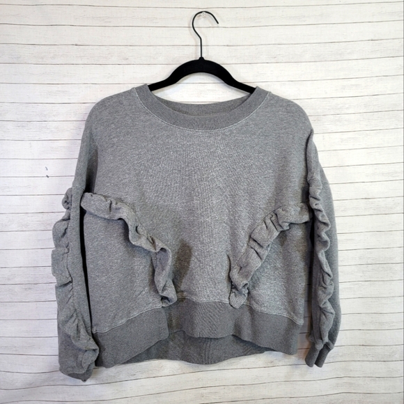 MILES FOR MADEWELL GRAY RUFFLE SWEATSHIRT, SZ XS - Picture 1 of 11